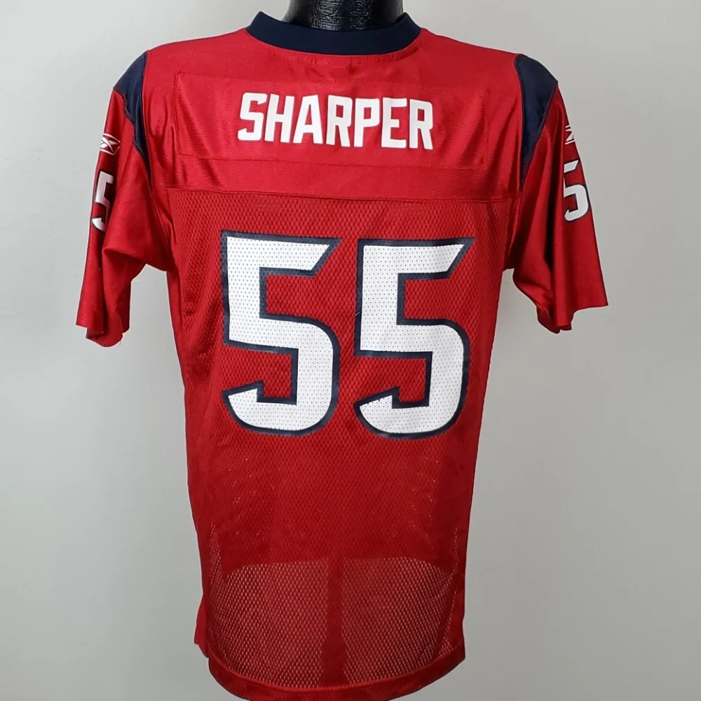 Youth Houston Texans Reebok Jersey Jamie Sharper #55 Red NFL Football Kids Size